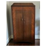 Wooden Wardrobe with Veneer Finish and Storage Fea