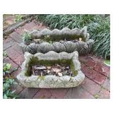 Two Cast Concrete Rectangular Planters with Scallo