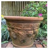 Terracotta Half-Circle Planter with Grapevine Reli