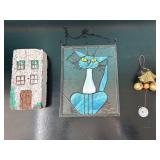 Three Decorative Home Items: Stained Glass, Wind C