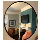 Round Wall Mirror with Black Frame