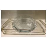 Pyrex Glass Baking Dish and Fire-King Embossed Pie
