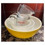 Vintage Pyrex Yellow Mixing Bowl Set and Assorted
