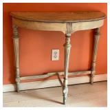 Painted Wooden Demilune Console Table with Turned