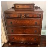 Wooden Four Drawer Chest with Upper Compartment an