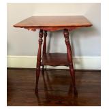 Wooden Side Table with Turned Legs and Lower Shelf