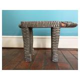 Hand-Carved Wooden Striped Cat Stool Made in Indon