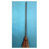 Rustic Handmade Straw Broom with Wooden Handle