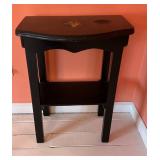 Small Black Wooden Side Table With Decorative Inla