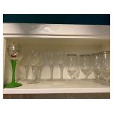 Glassware Including Silver Rimmed and Decorative W