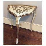 Italian Hand-Painted Wood Accent Table with Gold L