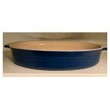 Blue Stoneware Oval Baking Dish with Handles