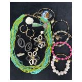 Jewelry Lot With Necklaces, Bracelets, Earrings, a