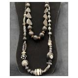 Two Black and White Statement Necklaces With Mixed