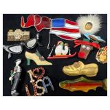 Pin Lot Featuring Diverse Designs Including USA De