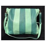 Varriale Fold Over Leather Handbag with Stripe Des