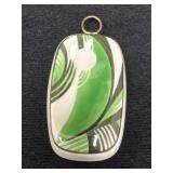 Meissen Ceramic Pendant with Green and White Abstr