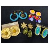 Five Pairs of Vintage Chunky Earrings Including Gu