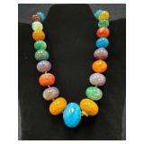 Multi-Color Stone Necklace, 17-Inch Long, Faceted