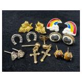 Seven Pairs of Tiny Earrings in Varied Styles and