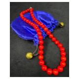 Strand of Red Coral Beads, 17 Inches Long