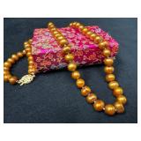 24-Inch Strand of Caramel-Colored Pearls with Deco