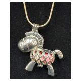 Sterling Silver Chain with Silver-Tone Plastic Zeb