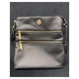 Anne Klein Black Leather Crossbody Purse with Gold