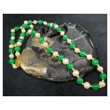 24' Pearl and Jade Necklace with Gold-Filled Clasp