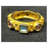 Gold Ring With Gemstones, Size 6