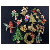 Gold Tone and Enamel Holiday Jewelry Collection