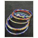 5 Cloisonnï¿½ Bangle Bracelets with Floral Designs