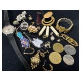 Jewelry Lot With Watch, Baby Bracelet, Foreign Coi