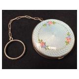 Vintage Sterling Silver Powder Compact with Enamel