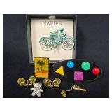 Pin Lot Featuring Napier Bicycle Brooch, South Car