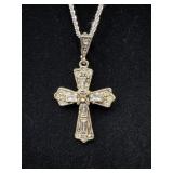 Crystal Cross Pendant by Best on Sterling Silver C
