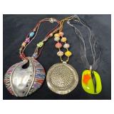 Three Artsy Necklaces with Mixed Materials and Vib