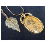 Two Gold Tone Pendants on 25' Chains