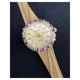 Deauville Watch with Gemstone Bezel and Gold-Tone