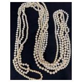 Three Long Costume Pearl Strands in 64', 88', and