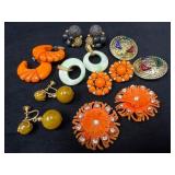 Seven Pairs of Vintage Clip Earrings in Various Ma