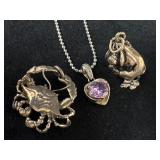 Sterling Silver Pendants and a White Gold Filled C