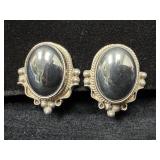 Sterling Silver Marcasite Clip-On Earrings with St