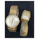 Two Vintage Gold Tone Watches by Wittnauer and Wal