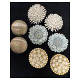 Vintage Clip Earrings, Including Blue Floral Pair