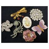 Seven Vintage Brooches Including Dezined, Weiss, a