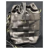 Woven Black Leather Purse by Roberta Rossi With De