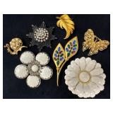 Seven Vintage Brooches, Including JJ and PEP, with
