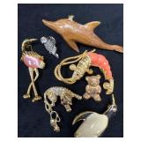 Seven Vintage Brooches and Pins Featuring Various