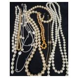 Pearl-Themed Jewelry Lot Featuring Multiple Neckla